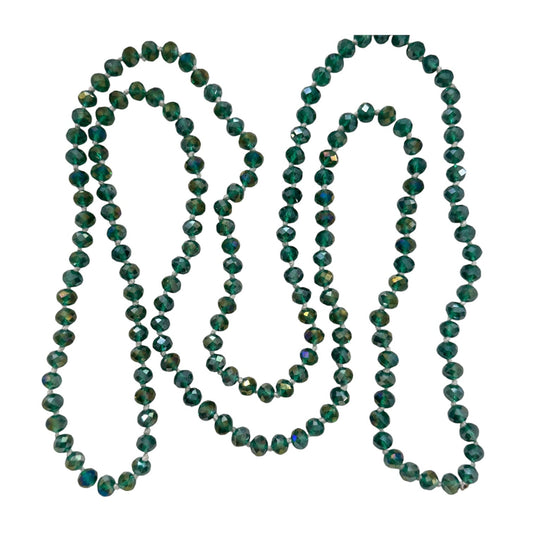 0004 Beaded Long Necklace, Emerald
