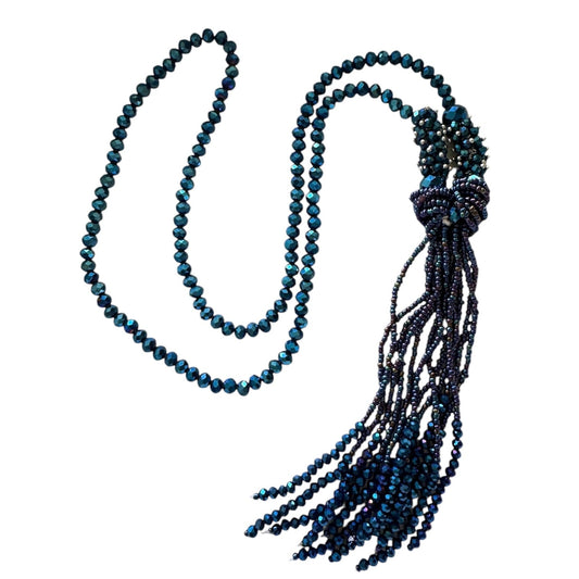 0008 Statement Tassel Necklace, Cobalt