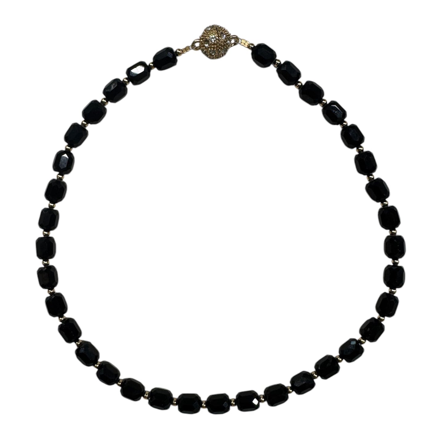 0001 (Short) Swarovski Faceted Rondelle Beaded Chocker, Black