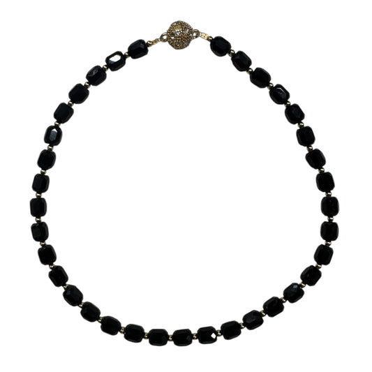 0001 (Short) Swarovski Faceted Rondelle Beaded Chocker, Black