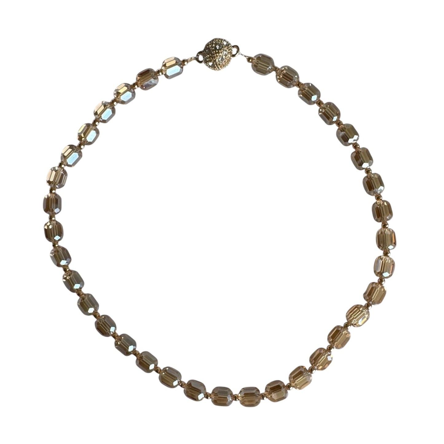 0001 (Short) Swarovski Faceted Rondelle Beaded Chocker, Champagne