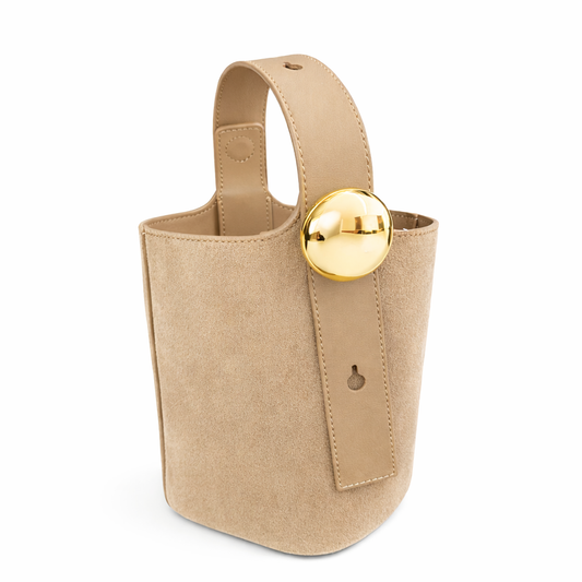 REMI Bucket Bag with Gold Bubble Lock, Mushroom *MID-MARCH*