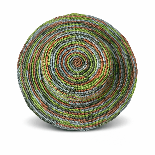 ROLLABLE, Raffia Hat in Green Combo - Size Medium