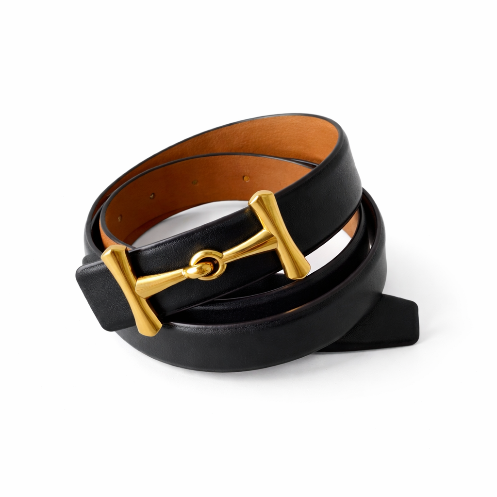 SIMONE Black / Tan Leather Belt *MID-MARCH*