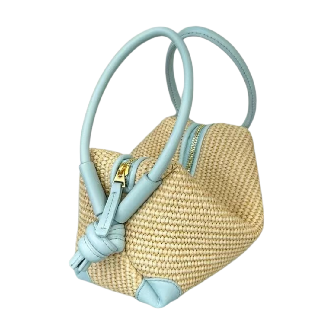 TAYLOR, Raffia Multi-Way Bag in Sky Blue