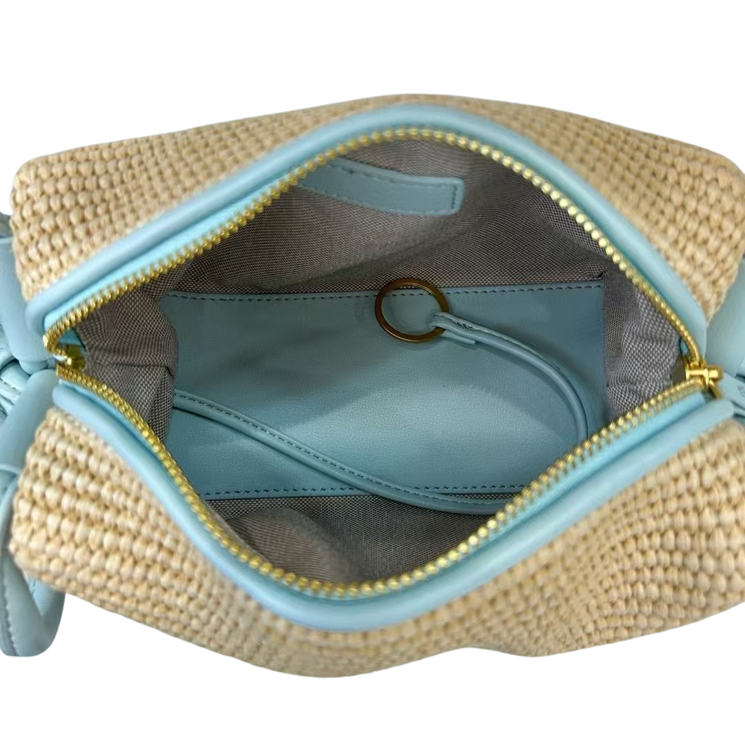 TAYLOR, Raffia Multi-Way Bag in Sky Blue