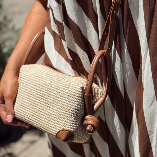 TAYLOR, Raffia Multi-Way Bag in Tan