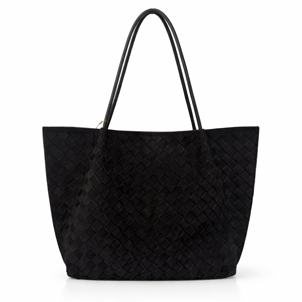 CARLY, Black Suede Tote Bag