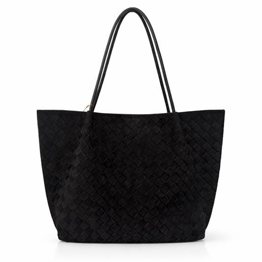 CARLY, Black Suede Tote Bag