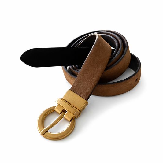 VICTORIA Suede Jeans Belt in Choc / Tan Suede