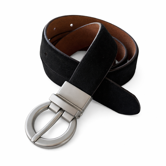 VICTORIA Suede Jeans Belt in Black / Tan Suede